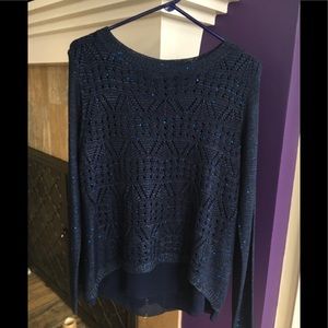 Milano Navy Blue Sparkly Sweater w/Underlay